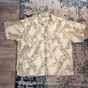 Vintage Tommy Bahama 100% Silk Shirt 90s Tag Mint Palm Leaves Hawaiian XXL